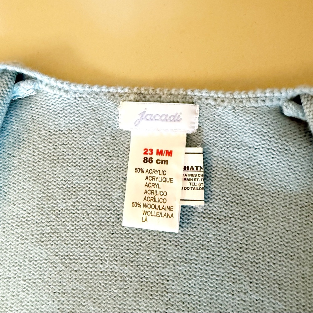 Vintage Jacadi NWOT Girls Wool Blend Blue Cardigan size 18-24 months Embroidered - Picture 7 of 14